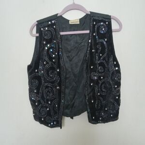 Sanskriti Beaded Sequin Black Vest